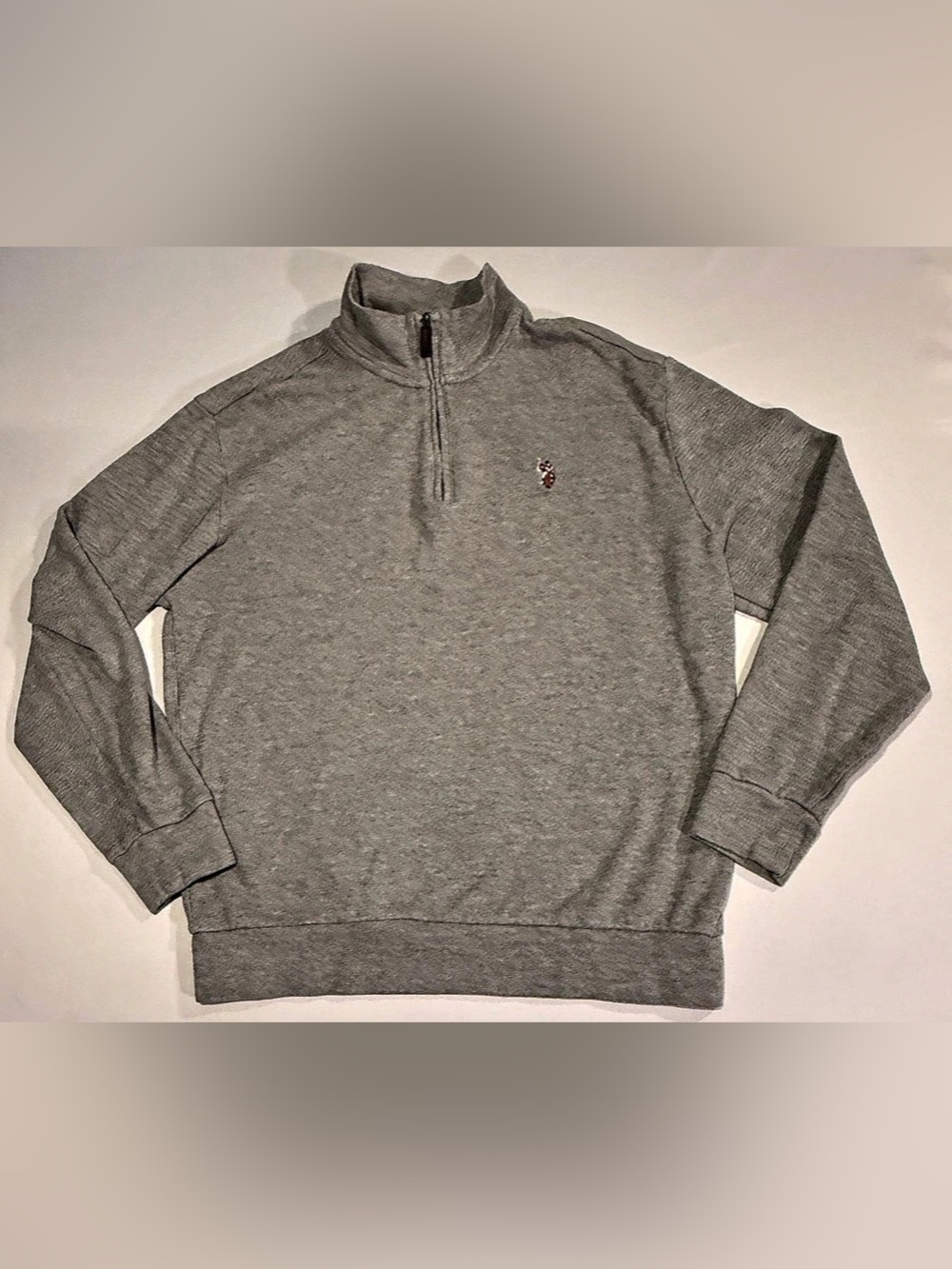 U.S. Polo Assn. Men’s Large Gray Quarter Zip Pullover Embroidered